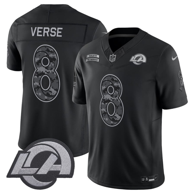Men's Black Los Angeles Rams #8 Jared Verse F.U.S.E. 2026 Salute to Service Limited Stitched Football Jersey